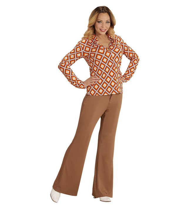 THE 70s GROOVY STYLE Rhombus Bluse im Retro 70er Jahre Design