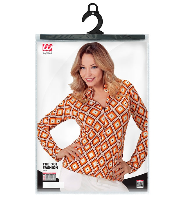 THE 70s GROOVY STYLE Rhombus Bluse im Retro 70er Jahre Design