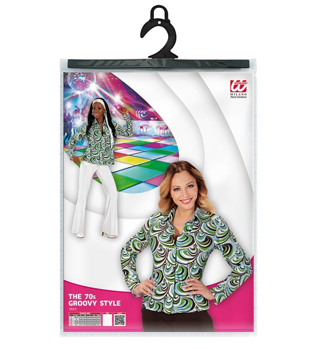 THE 70s GROOVY STYLE -waves Bluse mit buntem Wellenmuster für Fasnacht