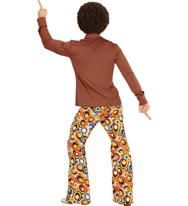 Braunes THE 70s GROOVY STYLE Hemd im Retro-Design für Fasnacht und Mottoparty