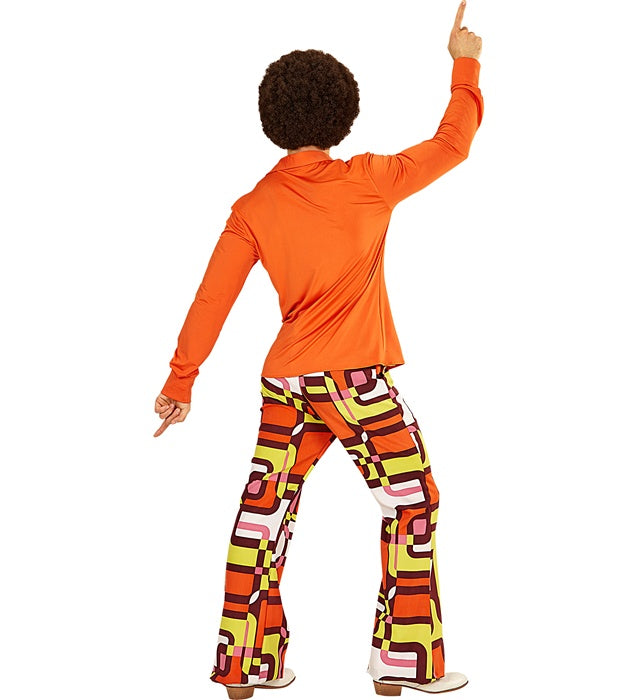 Orangefarbenes 70er Jahre Hemd im Groovy Style für Fasnacht