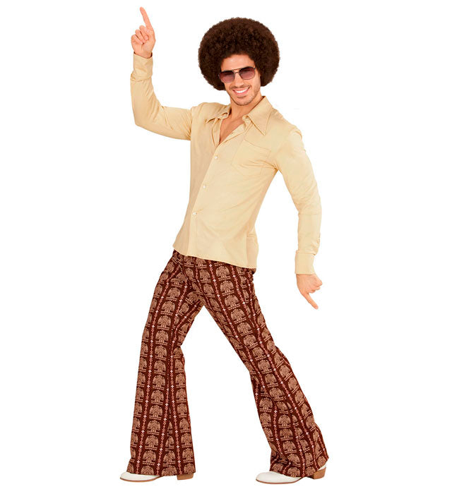 Beiges THE 70s GROOVY STYLE Hemd im Retro 70er Jahre Look