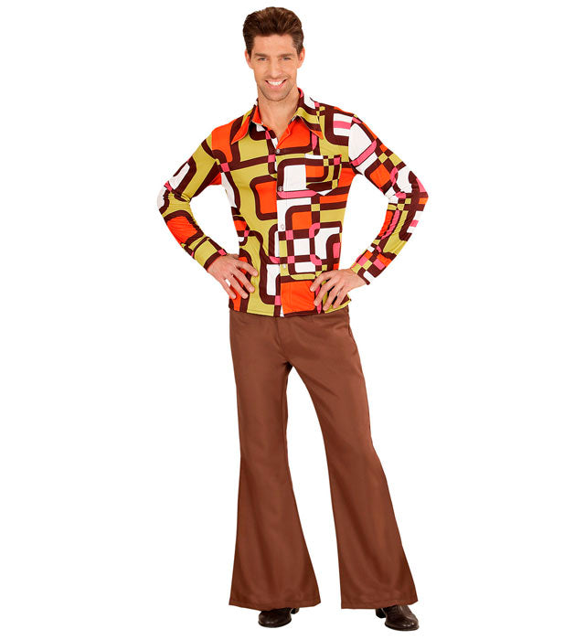 THE 70s GROOVY STYLE Hemd mit buntem 70er Jahre Muster für Fasnacht