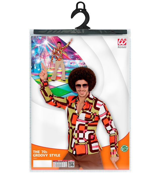 THE 70s GROOVY STYLE Hemd mit buntem 70er Jahre Muster für Fasnacht