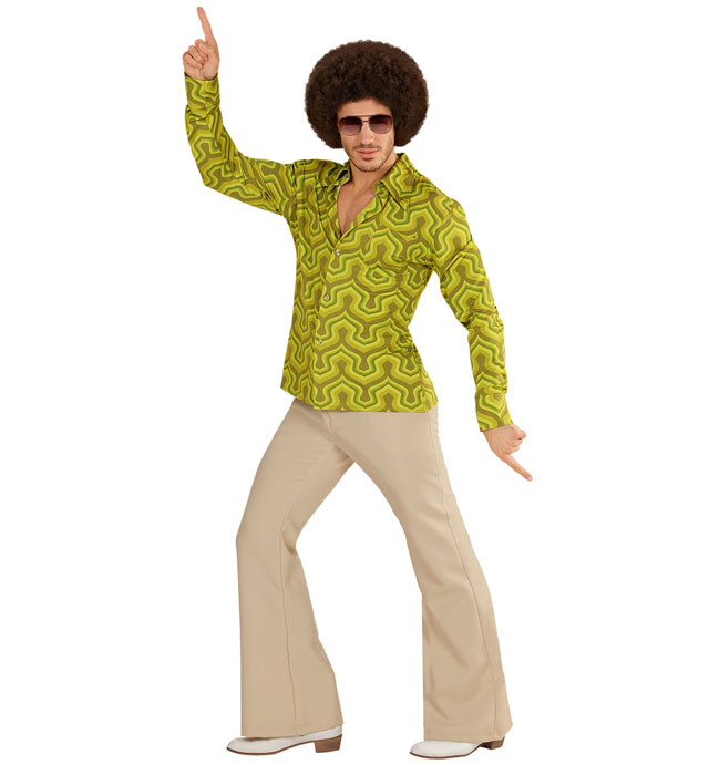 THE 70s GROOVY STYLE Hemd mit buntem psychedelischem Muster im 70er Jahre Stil