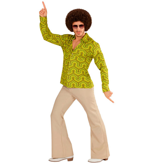 THE 70s GROOVY STYLE Hemd mit buntem psychedelischem Muster im 70er Jahre Stil