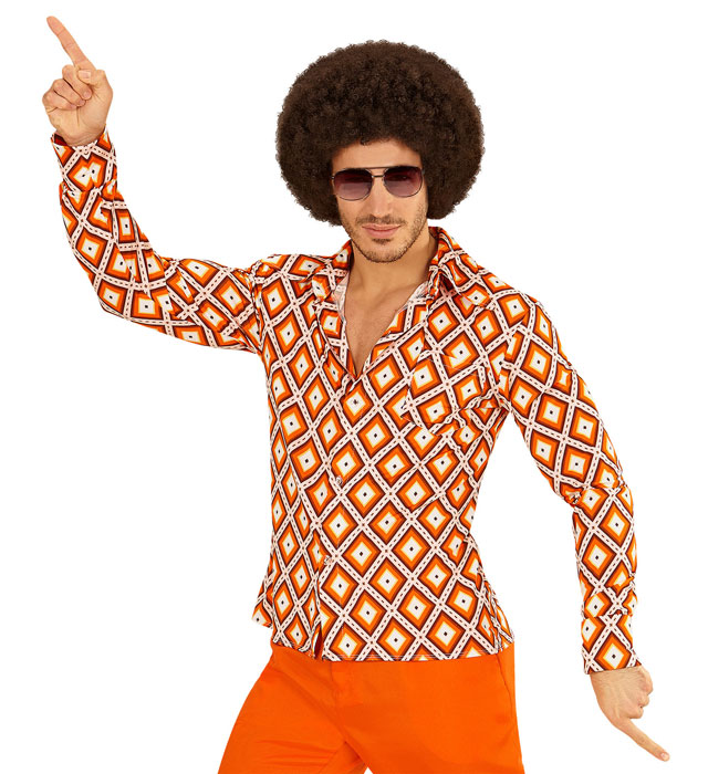 THE 70s GROOVY STYLE Hemd mit Rhombus-Muster im Retro 70er Jahre Stil