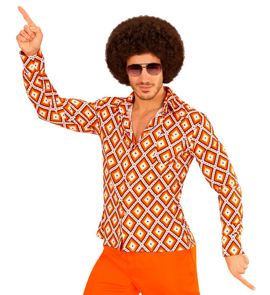 THE 70s GROOVY STYLE Rhombus-Hemd mit buntem 70er Jahre Muster