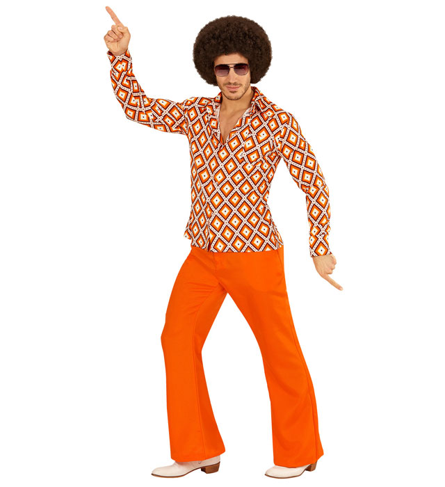THE 70s GROOVY STYLE Hemd mit Rhombus-Muster im Retro 70er Jahre Stil