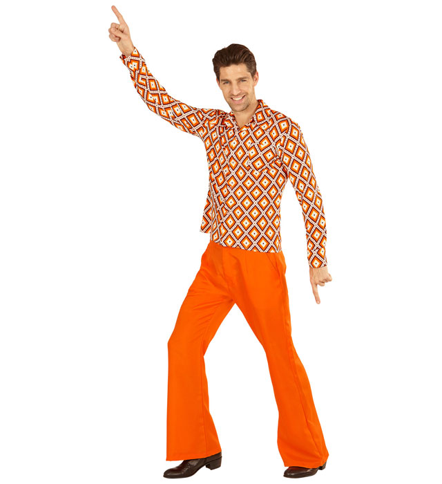 THE 70s GROOVY STYLE Hemd mit Rhombus-Muster im Retro 70er Jahre Stil