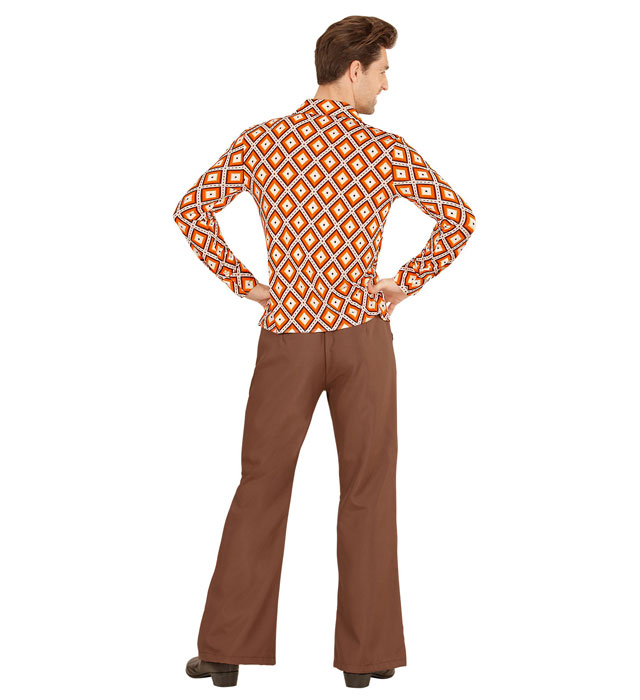 THE 70s GROOVY STYLE Hemd mit Rhombus-Muster im Retro 70er Jahre Stil