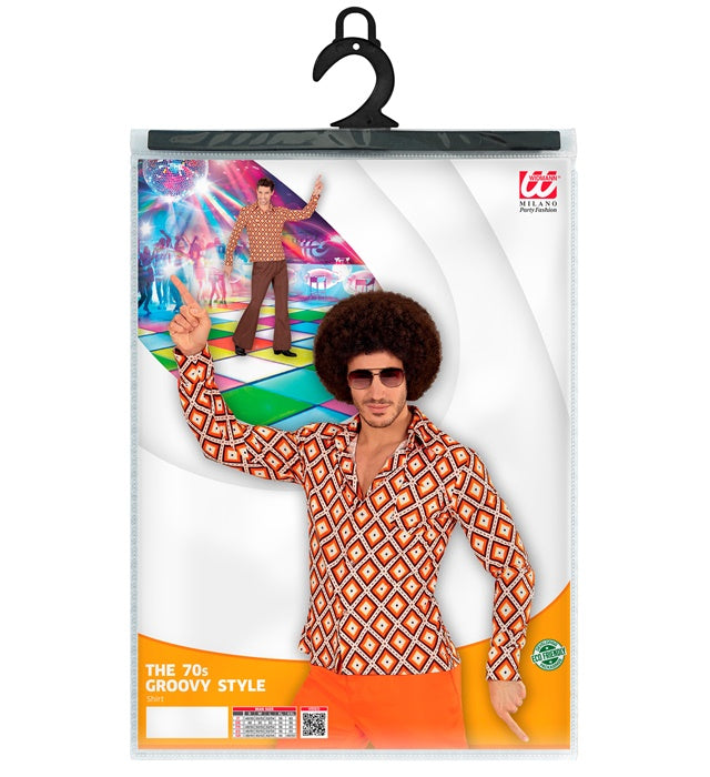 THE 70s GROOVY STYLE Hemd mit Rhombus-Muster im Retro 70er Jahre Stil
