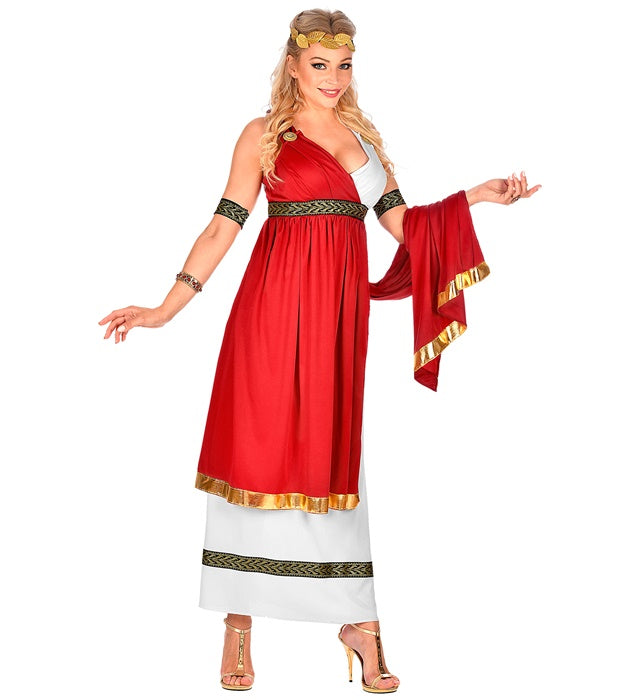 Römische Kaiserin Kostüm mit Kleid, Umhang, Armbändern und Lorbeerkranz