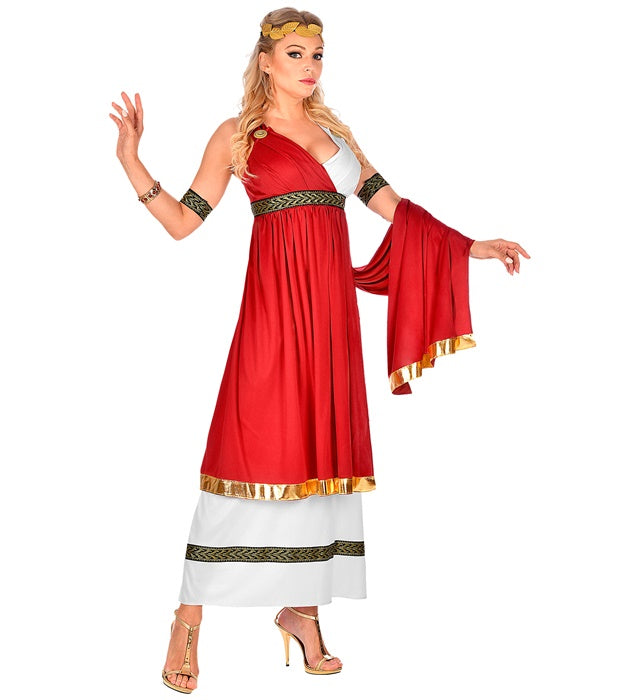Römische Kaiserin Kostüm mit Kleid, Umhang, Armbändern und Lorbeerkranz
