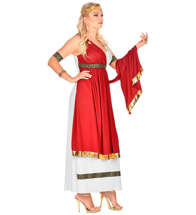 Römische Kaiserin Kostüm mit Kleid, Umhang, Armbändern und Lorbeerkranz