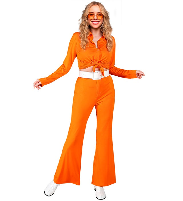 THE 70s GROOVY STYLE orange Hose im Retro-Design für Fasnacht und Karneval