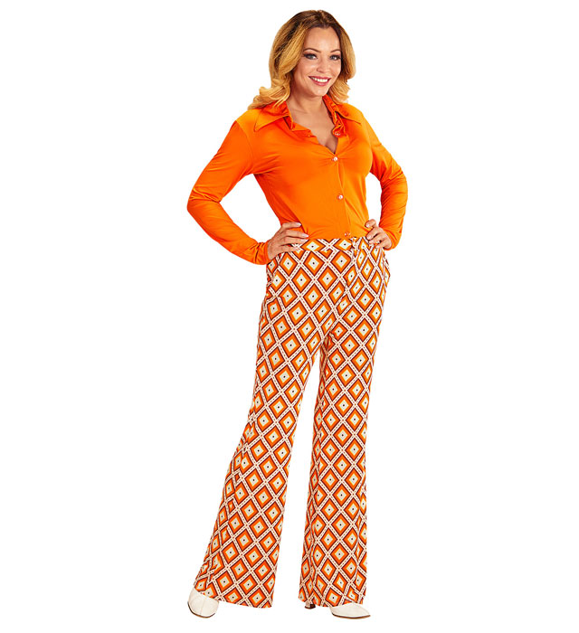 THE 70s GROOVY STYLE Rhombus-Hose mit Retro Rautenmuster für Fasnacht