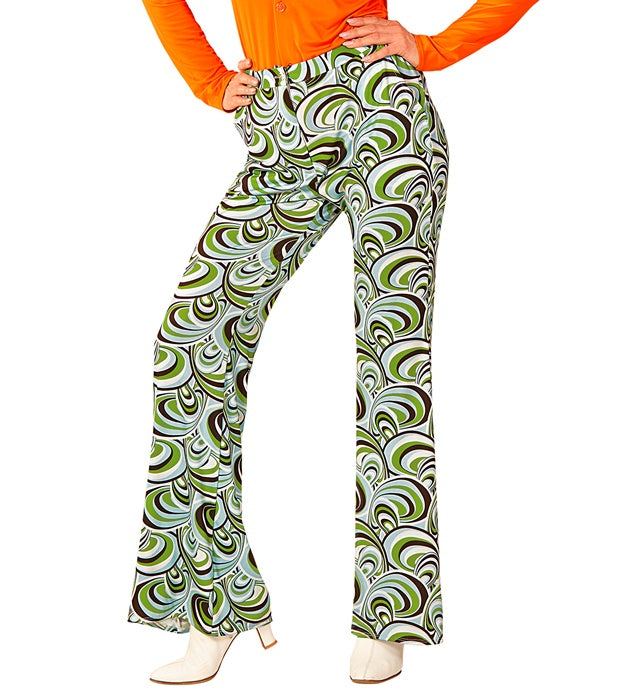 THE 70s GROOVY STYLE Schlaghose mit buntem Wellenmuster im Retro 70er Jahre Stil