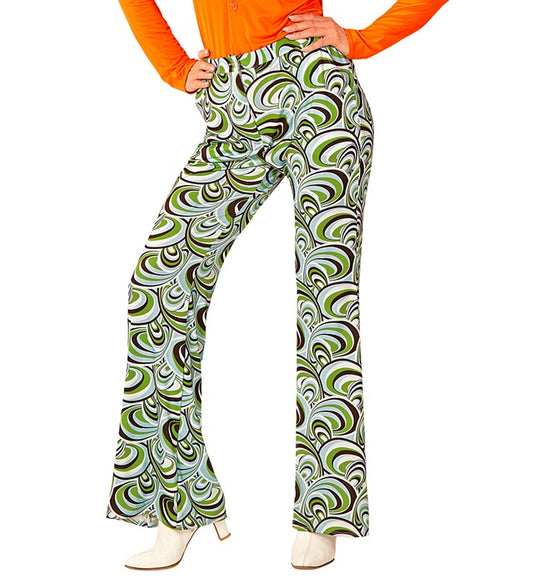 THE 70s GROOVY STYLE Schlaghose mit buntem Wellenmuster im Retro 70er Jahre Stil