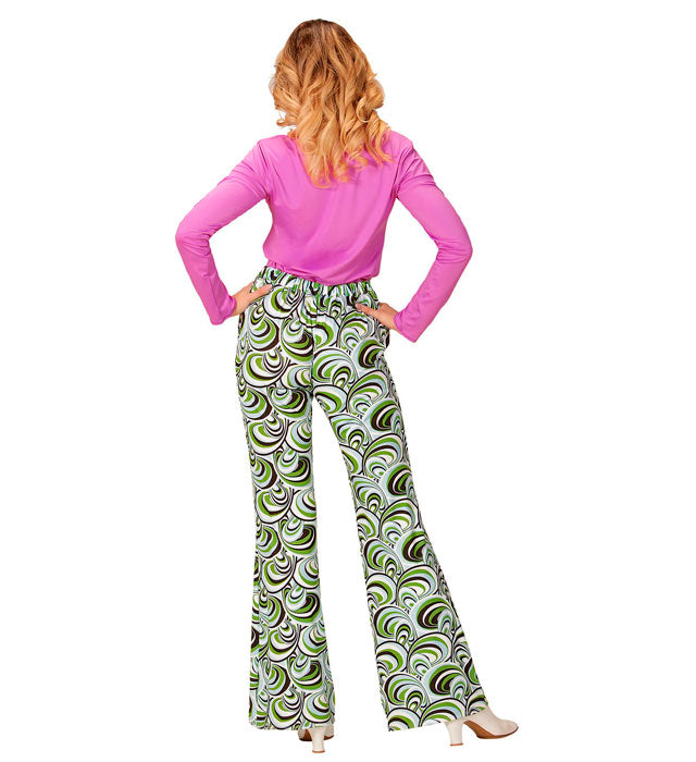 THE 70s GROOVY STYLE Schlaghose mit buntem Wellenmuster im Retro 70er Jahre Stil