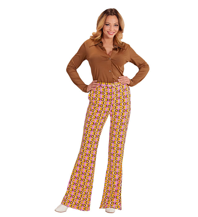 THE 70s GROOVY STYLE Disco-Hose mit buntem Plattendesign für Fasnacht