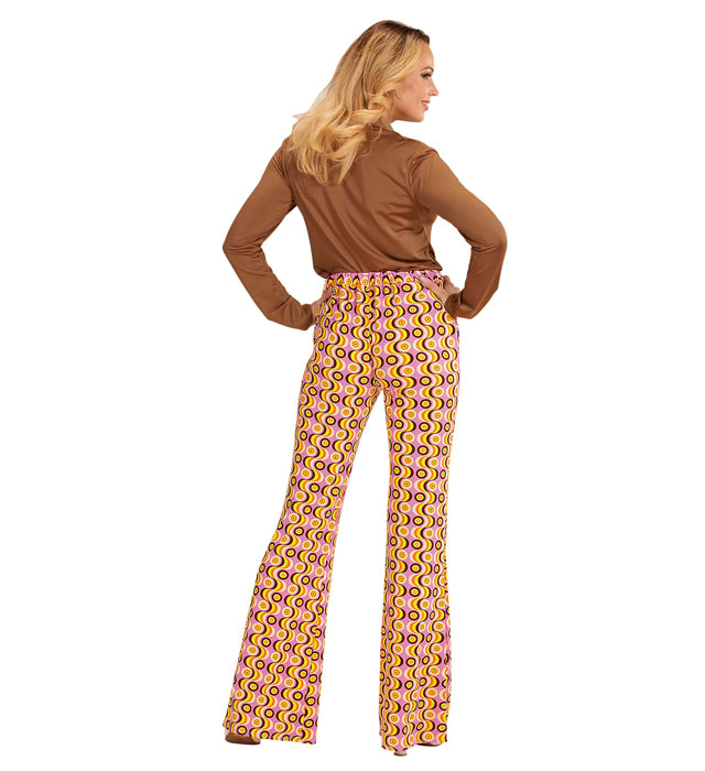 THE 70s GROOVY STYLE Disco-Hose mit buntem Plattendesign für Fasnacht