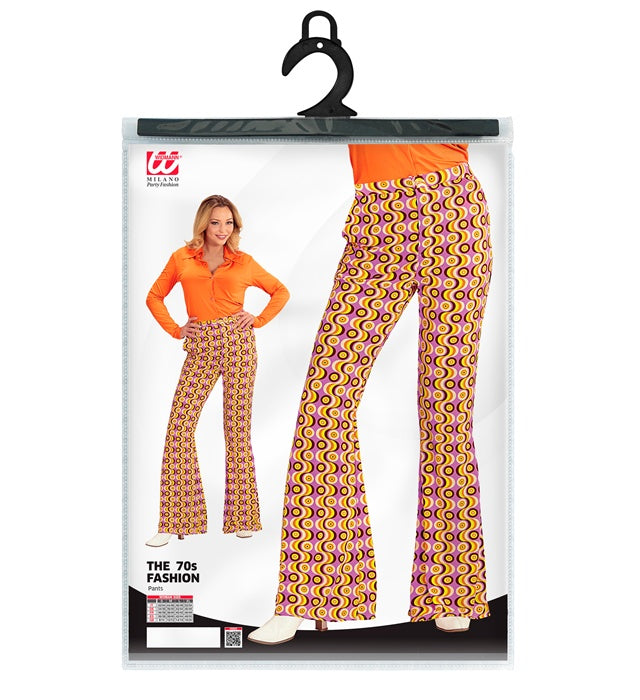 THE 70s GROOVY STYLE Disco-Hose mit buntem Plattendesign für Fasnacht