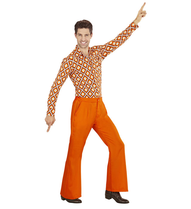 THE 70s GROOVY STYLE orange Hose im 70er Jahre Retro-Stil für Fasnacht