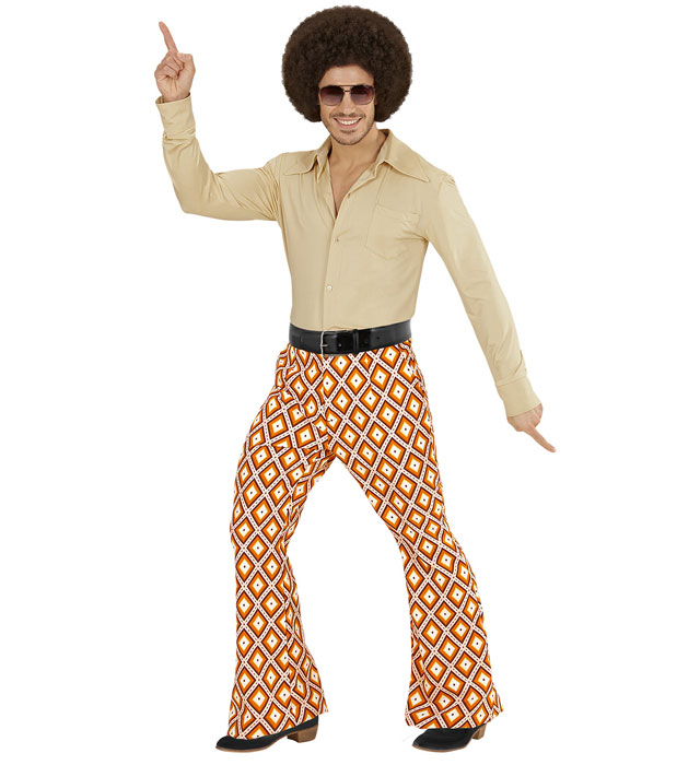 THE 70s GROOVY STYLE Rhombus-Hose mit Retro-Muster für Fasnacht