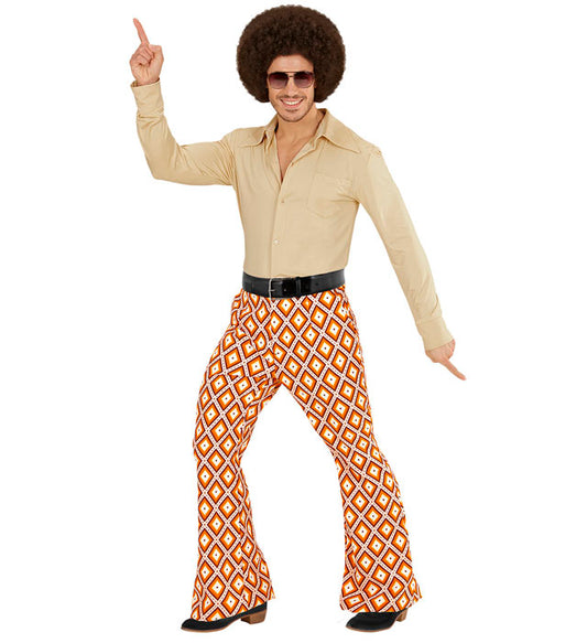 THE 70s GROOVY STYLE Rhombus-Hose mit Retro-Muster für Fasnacht