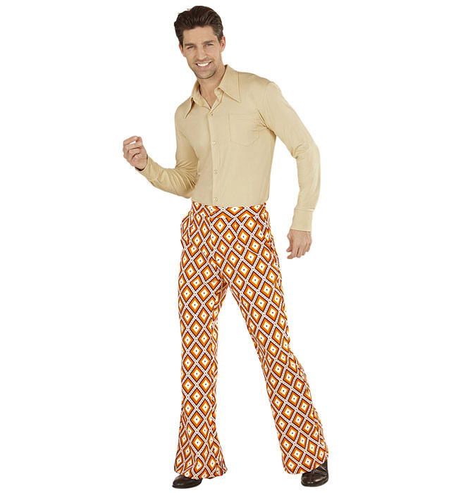 THE 70s GROOVY STYLE Rhombus-Hose mit Retro-Muster für Fasnacht