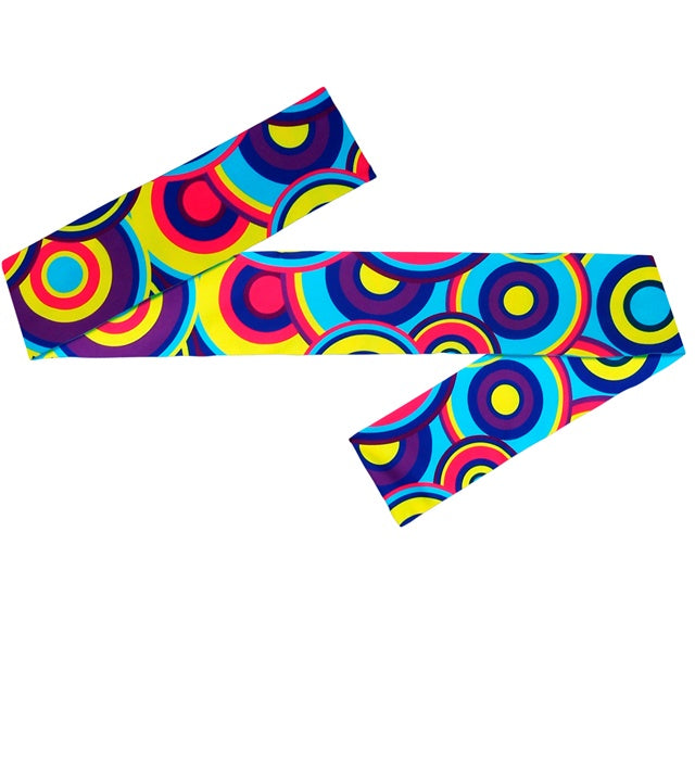 THE 70s Groovy Style Stirnband blau mit Blasenmuster als Retro Fasnachts-Accessoire
