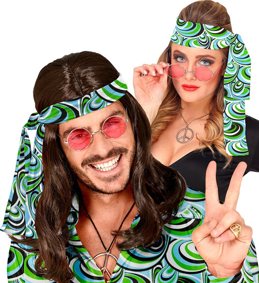 THE 70s Groovy Style Stirnband mit buntem Wellenmuster als Retro-Accessoire