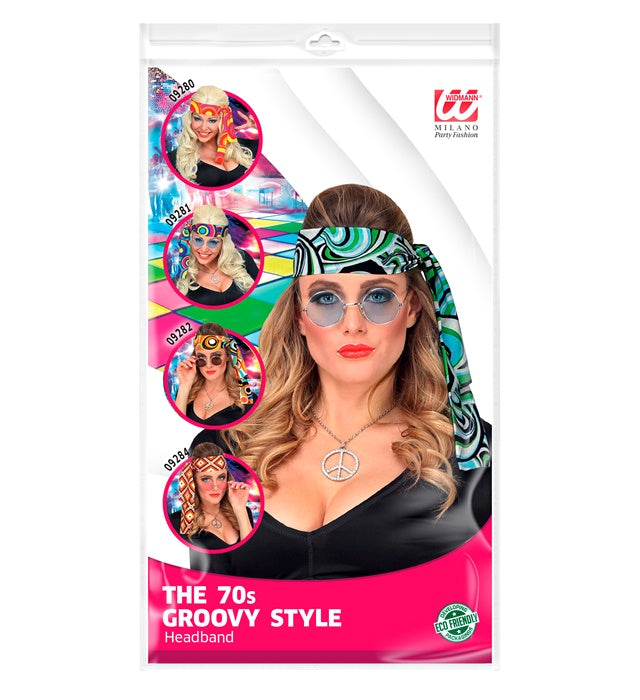 THE 70s Groovy Style Stirnband mit buntem Wellenmuster als Retro-Accessoire