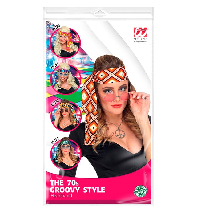 THE 70s Groovy Style Stirnband mit Rhombus-Muster in Retro-Design