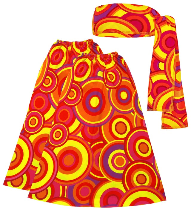 THE 70s GROOVY STYLE orangefarbenes Stirnband und Stulpen mit Blasenmuster für Fasnacht