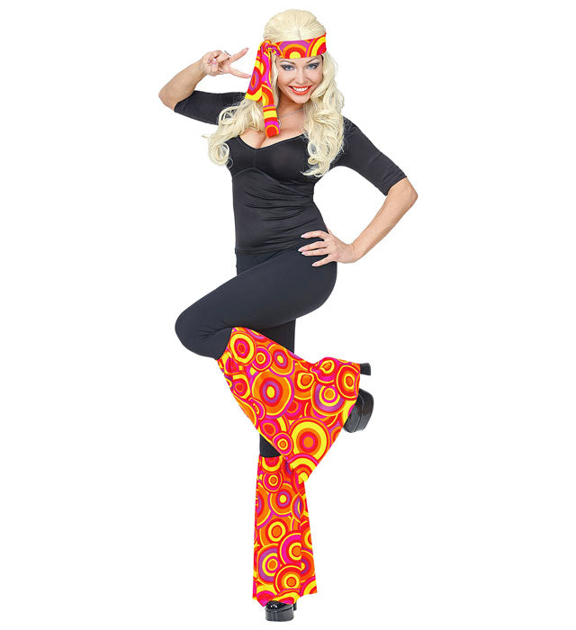 THE 70s GROOVY STYLE orangefarbenes Stirnband und Stulpen mit Blasenmuster für Fasnacht