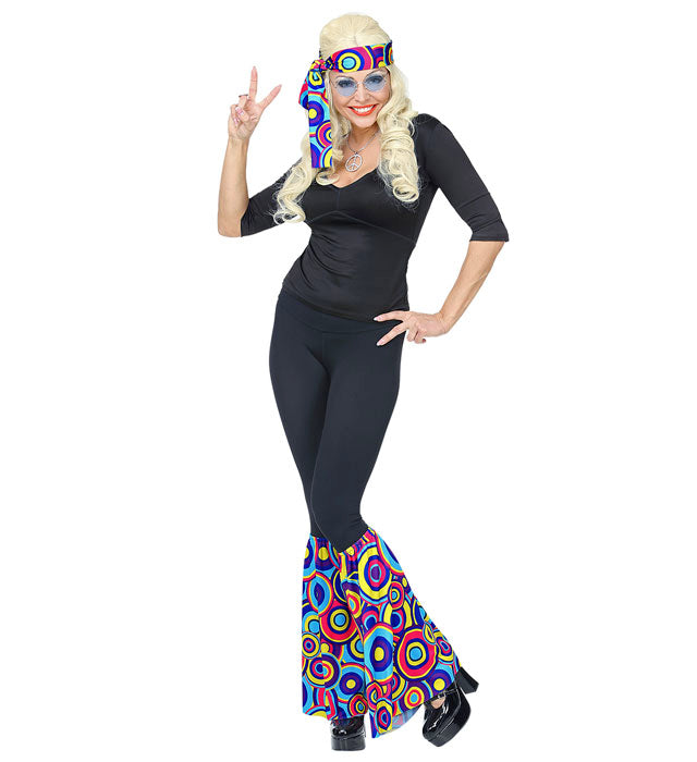 Blaues 70er Jahre Stirnband und Stulpen Set mit Bubble-Muster