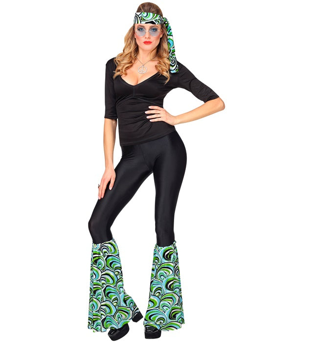 THE 70s GROOVY STYLE Stirnband und Stulpen mit Wellenmuster in Retro-Design
