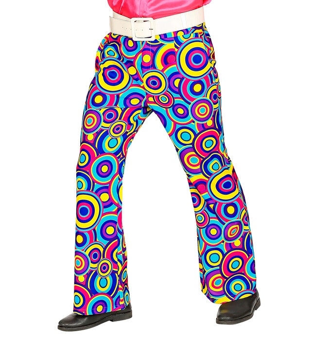 Blaue Bubble-Hose THE 70s GROOVY STYLE mit auffälligem 70er Jahre Muster