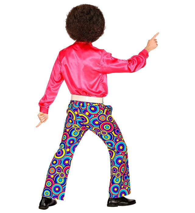 Blaue Bubble-Hose THE 70s GROOVY STYLE mit auffälligem 70er Jahre Muster