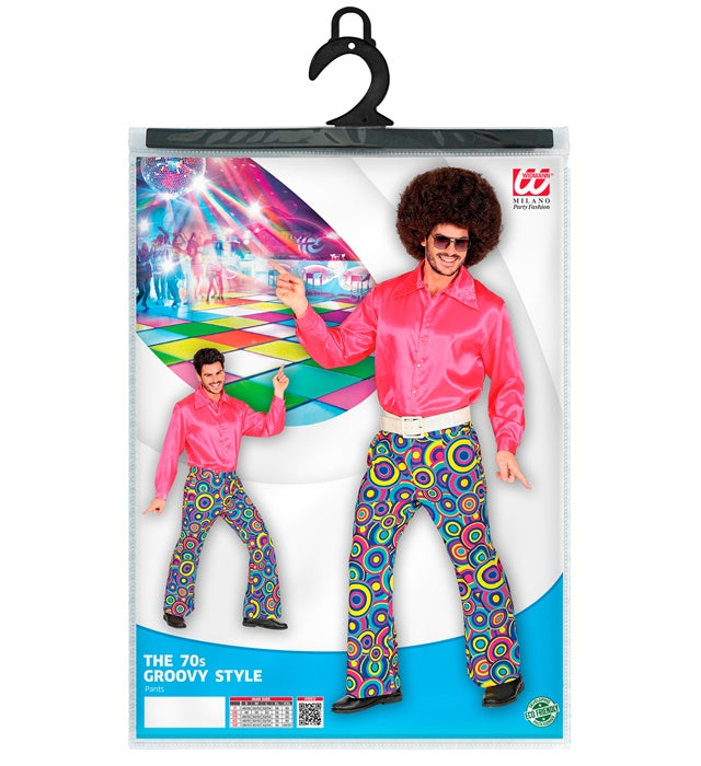 Blaue Bubble-Hose THE 70s GROOVY STYLE mit auffälligem 70er Jahre Muster
