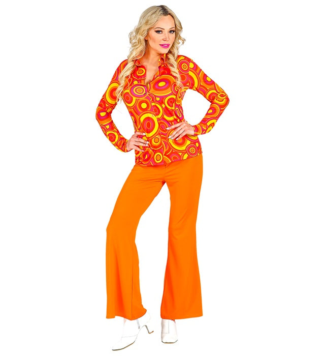 THE 70s GROOVY STYLE orange Bubbles Bluse mit Retro-Muster