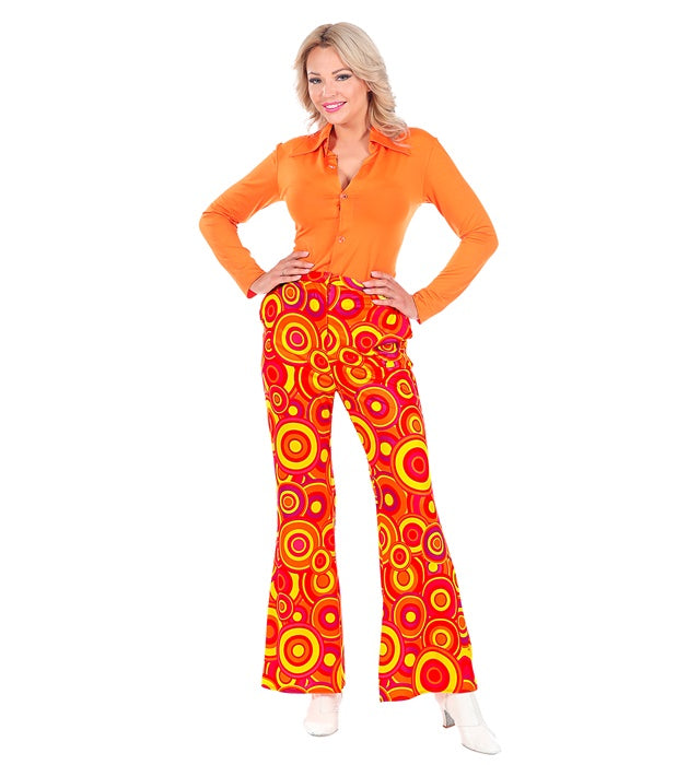 Orange Damenhose im 70er Jahre Bubble-Stil für Fasnacht und Mottopartys