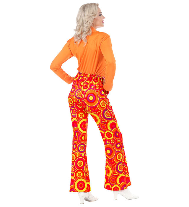 Orange Damenhose im 70er Jahre Bubble-Stil für Fasnacht und Mottopartys