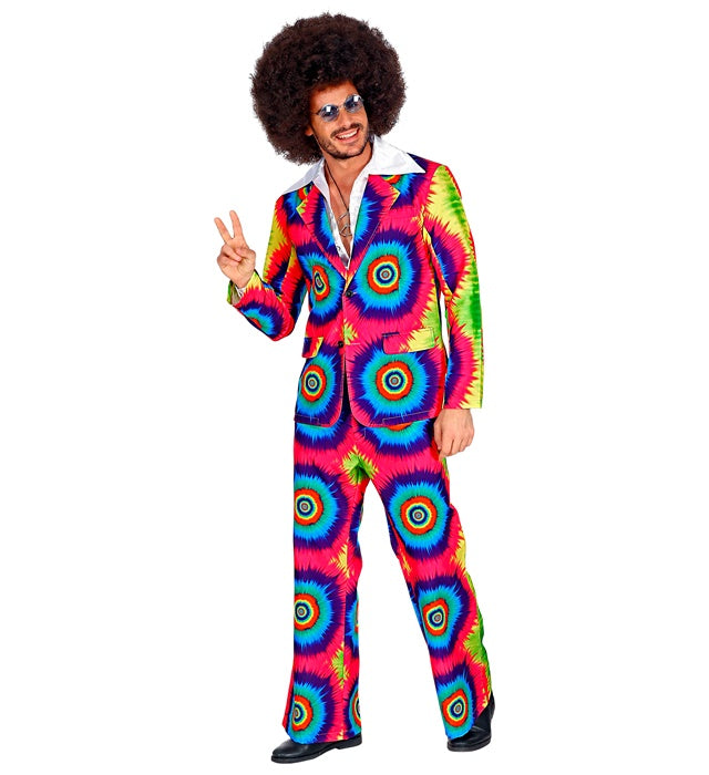THE 70s GROOVY STYLE buntes Tie Dye Jackett und Hose als Retro Kostüm
