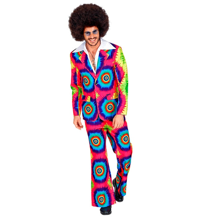 THE 70s GROOVY STYLE buntes Tie Dye Jackett und Hose als Retro Kostüm