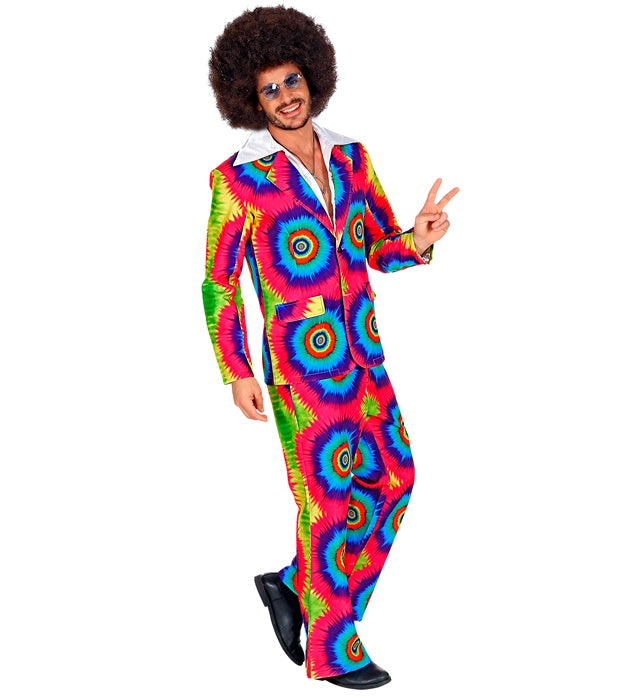 THE 70s GROOVY STYLE buntes Tie Dye Jackett und Hose als Retro Kostüm