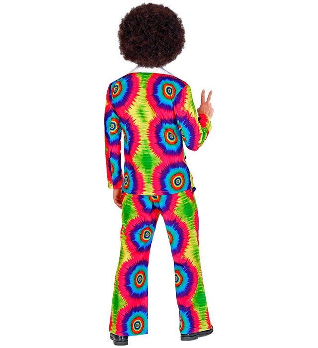 THE 70s GROOVY STYLE buntes Tie Dye Jackett und Hose als Retro Kostüm