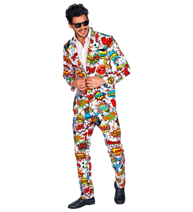 60er Jahre Pop Art Kostüm Jackett und Hose in buntem Retro-Design